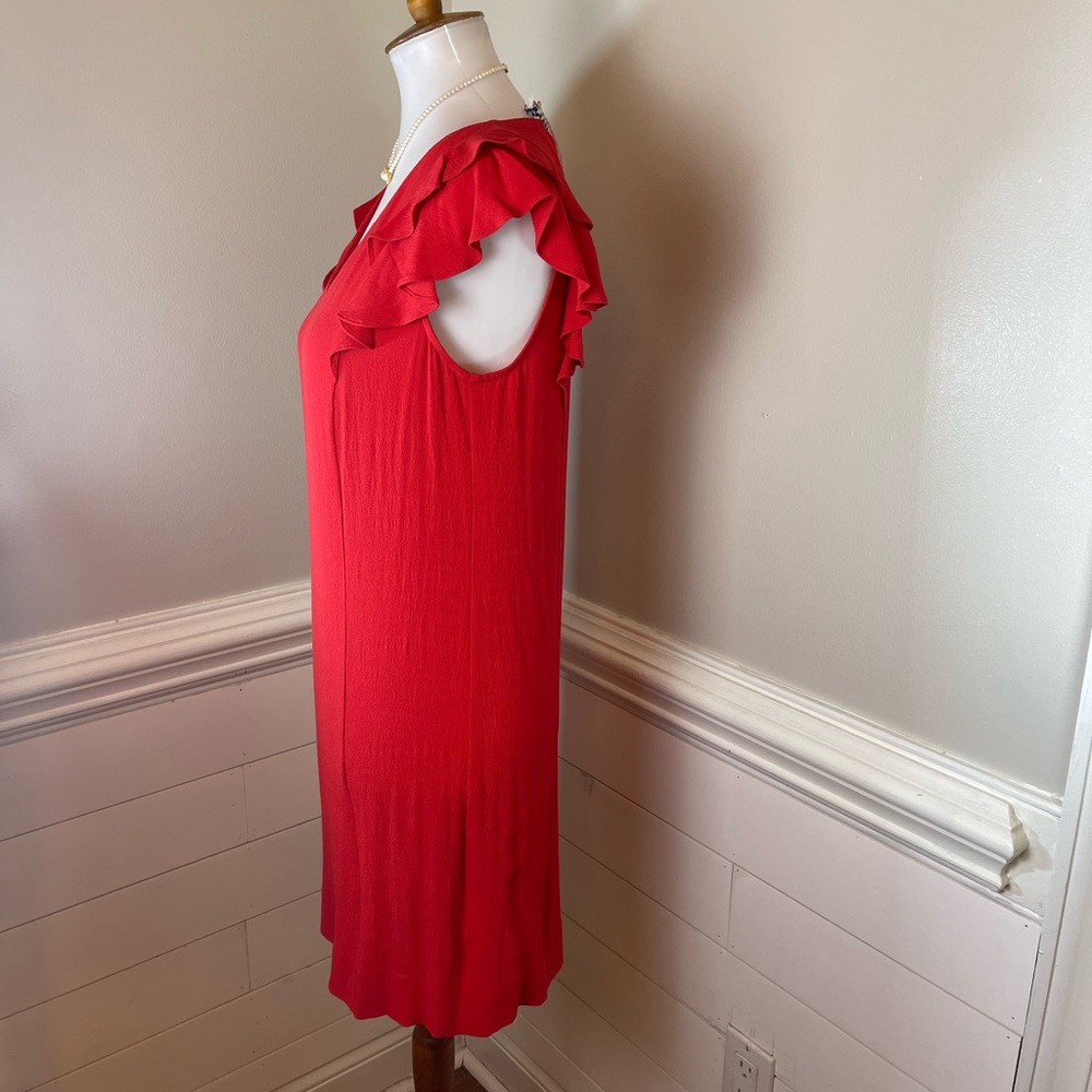 Draper James Beautiful Haute Red Ruffle Shoulder Dress 6 FREE SHIP - Picture 2 of 5